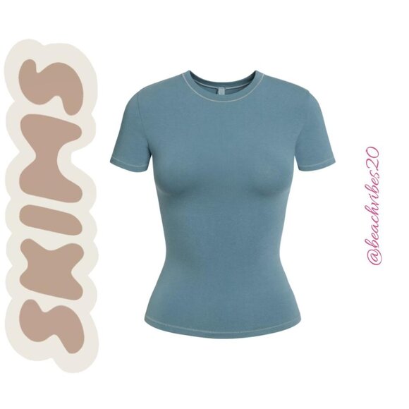 SKIMS Cotton Jersey T-Shirt Kyanite Medium NWT O-411 - Picture 4 of 6